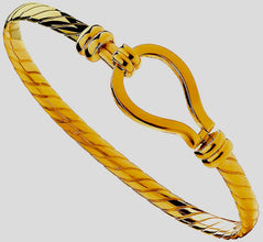 9ct Gold 4mm Hook Bangle - Elegant Accessory -BARRETT JEWELLERY