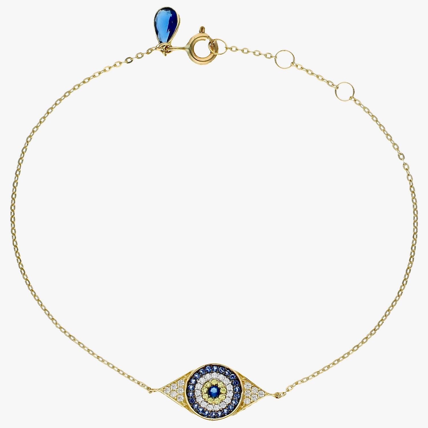 9ct Gold Evil Eye Charm Adjustable Bracelet- BARRETT JEWELLERY
