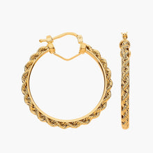 9ct Gold Rope Chain 30mm Hoop Earrings - BARRETT JEWELLERY