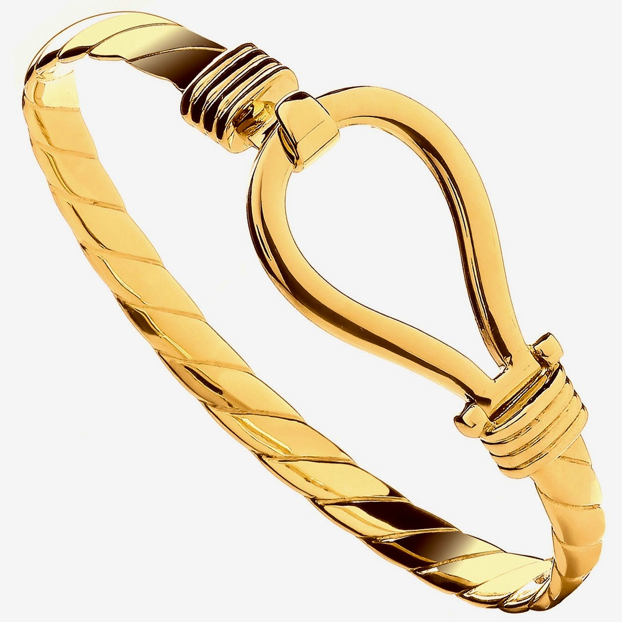 9ct Gold 6.5mm Hook Bangle - Elegant Accessory -BARRETT JEWELLERY
