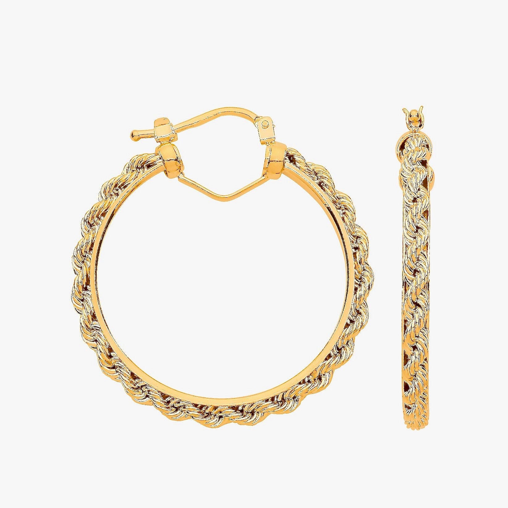 9ct Gold Rope Chain Hoop Earrings- BARRETT JEWELLERY