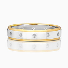 9CT White Gold & Yellow Gold Diamond Wedding Ring 4MM - BARRETT JEWELLERY