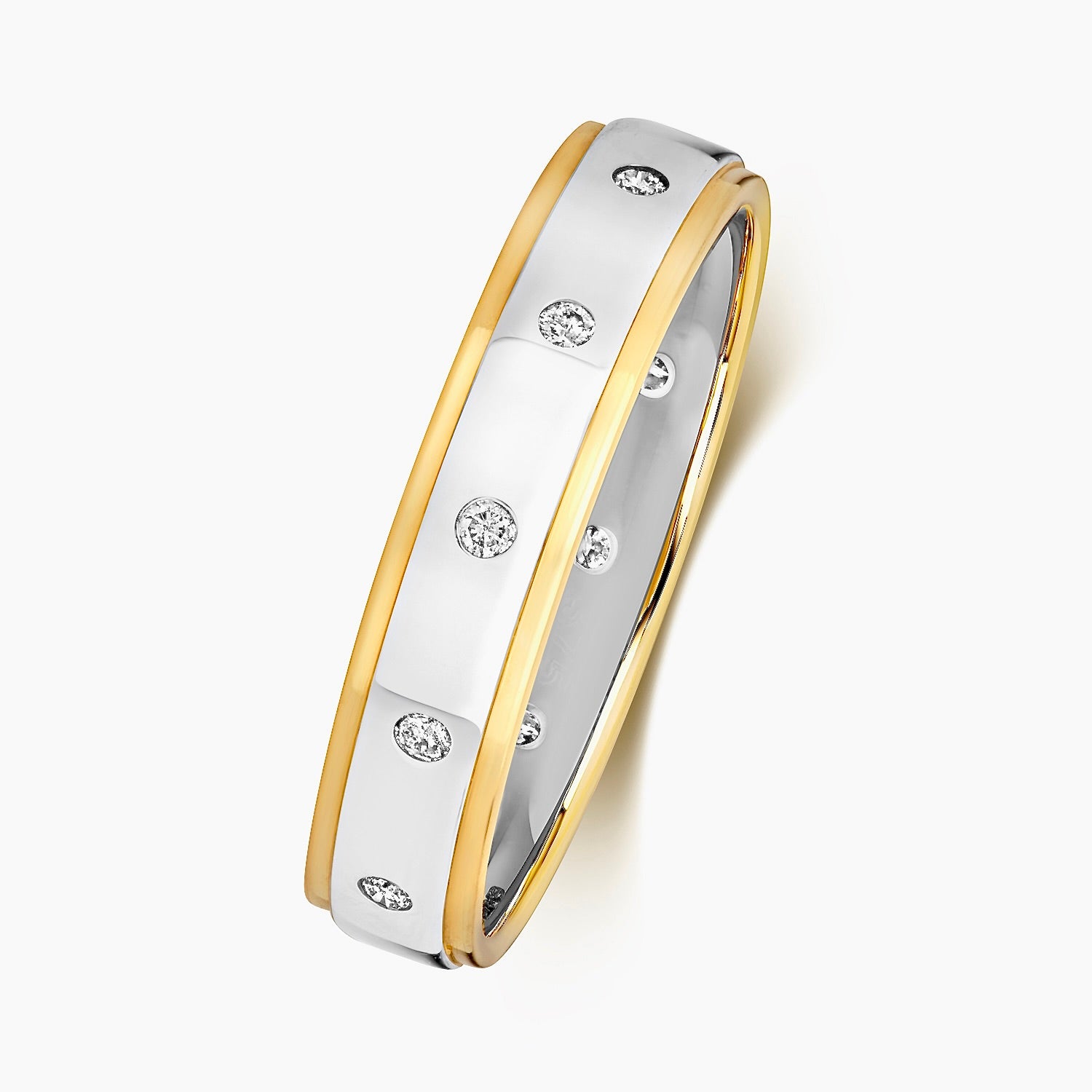 9CT White Gold & Yellow Gold Diamond Wedding Ring 4MM - BARRETT JEWELLERY