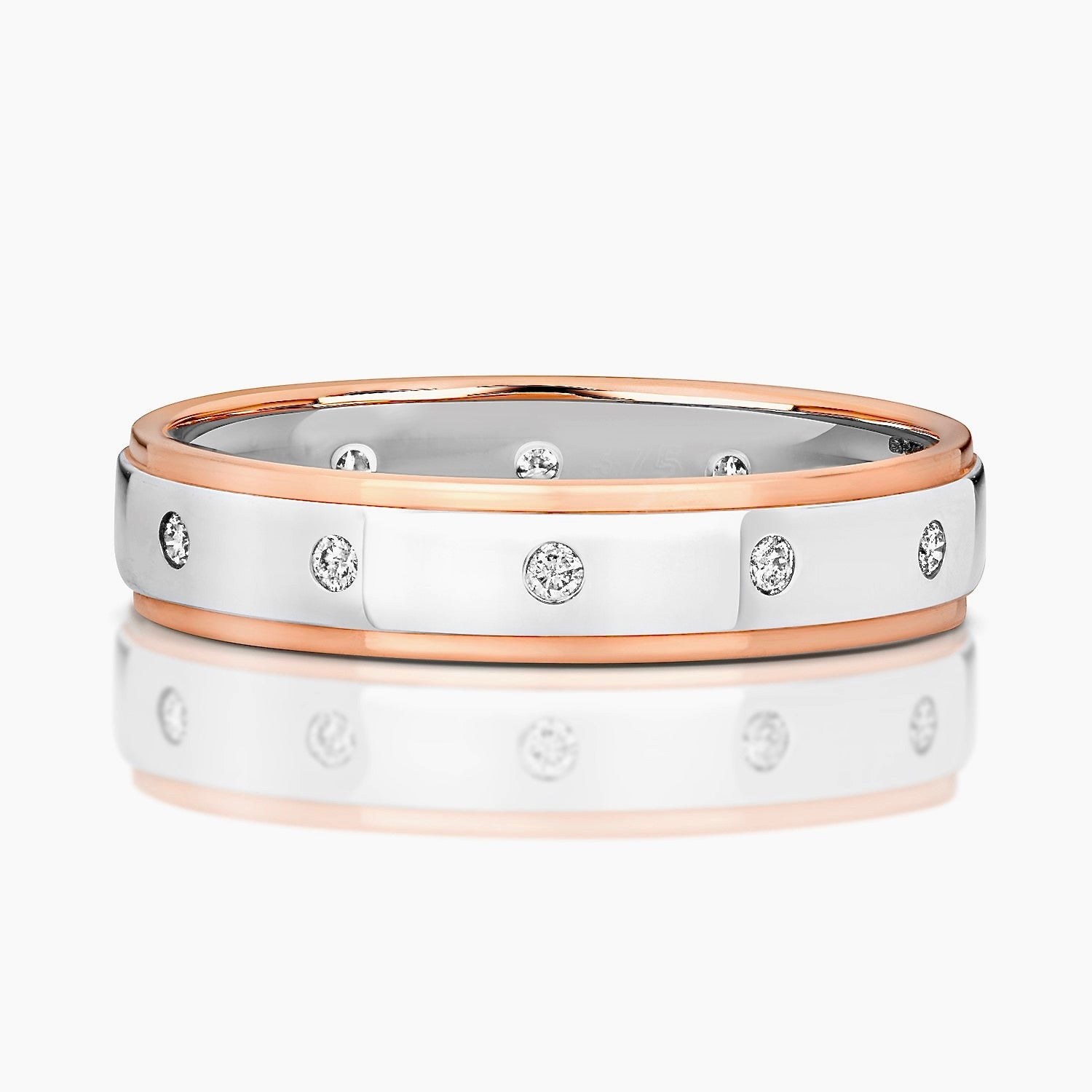 9CT White Gold & Rose Gold Diamond Wedding Ring 4MM - BARRETT JEWELLERY