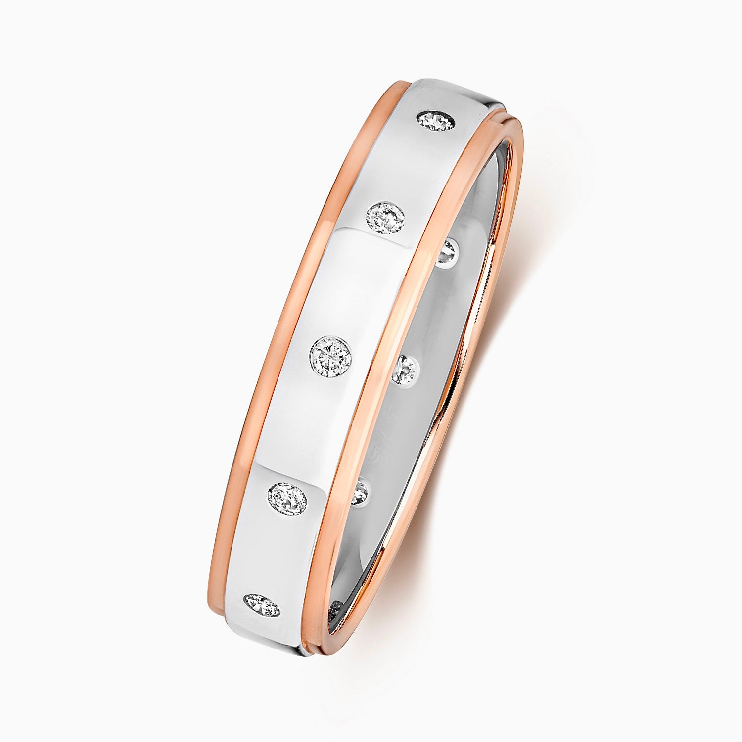9CT White Gold & Rose Gold Diamond Wedding Ring 4MM - BARRETT JEWELLERY
