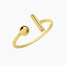 9ct Gold Bar & Bead Stacker Ring-BARRETT JEWELLERY