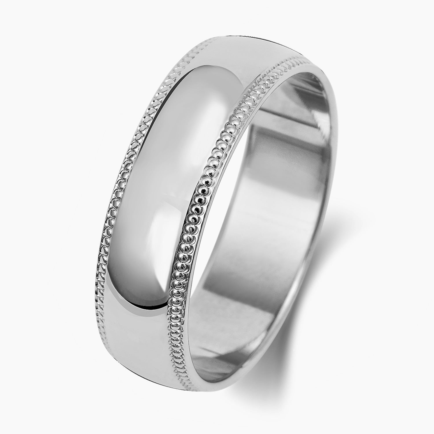 9ct White Gold Traditional Court Wedding Band 6MM- BARRETT JEWELLERY