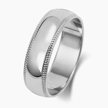 9ct White Gold Traditional Court Wedding Band 6MM- BARRETT JEWELLERY
