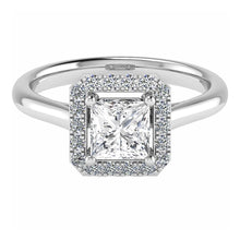 18ct White Gold Princess Cut Diamond Halo Ring 0.40ct - BARRETT JEWELLERY