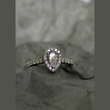 Platinum 950 Diamond Pear Shape & Halo Engagement Ring 0.40ct -BARRETT JEWELLERY