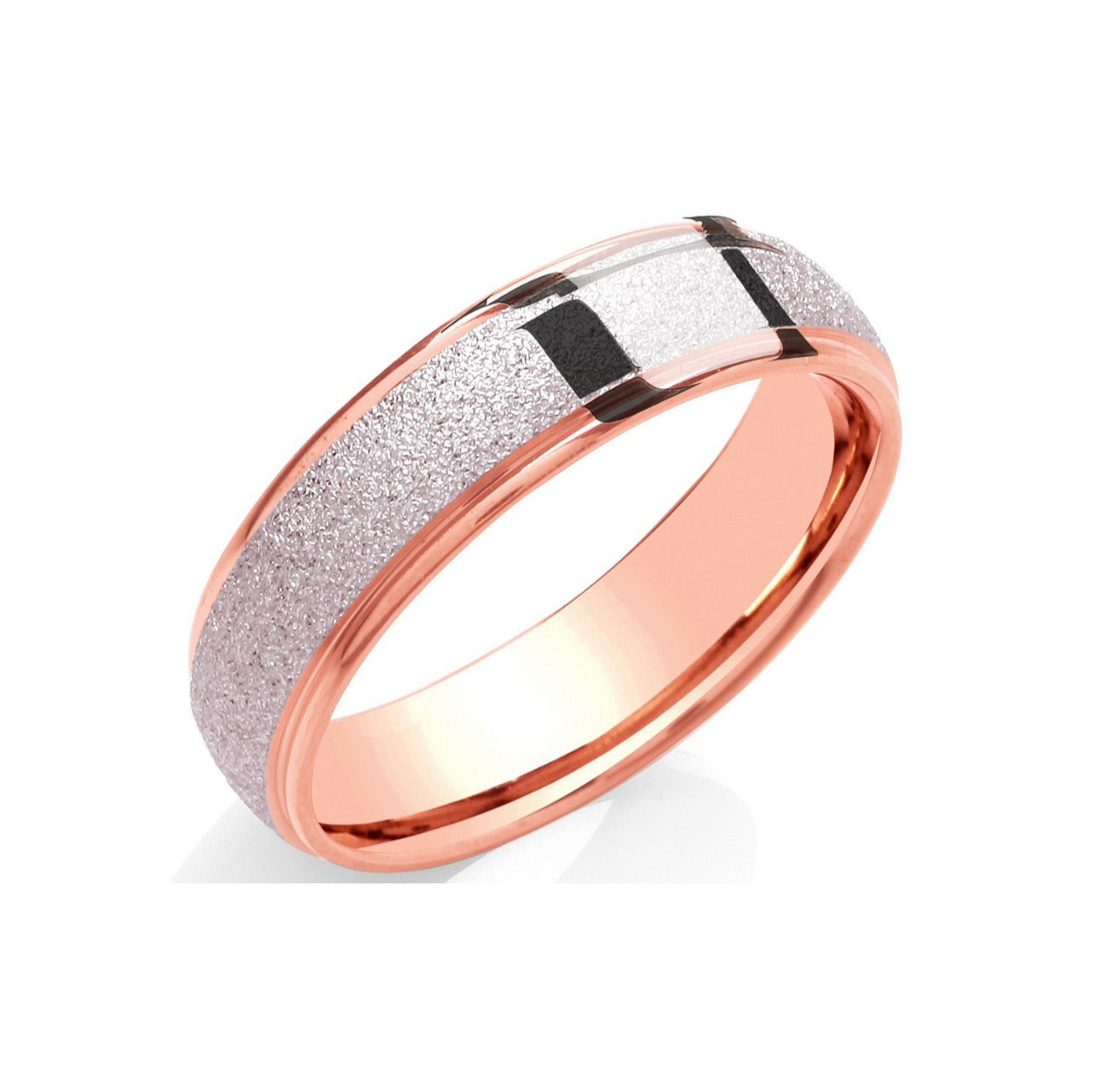 18ct Rose & 18ct White Gold Wedding Band 6mm -BARRETT JEWELLERY
