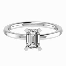 18ct White Gold Emerald Cut Diamond Solitaire Ring 0.35ct- BARRETT JEWELLERY