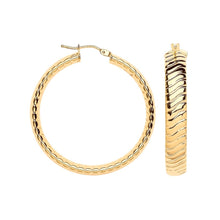 9ct Gold Medium 35mm Ribbed Hoop Earrings- BARRETT JEWELLERY