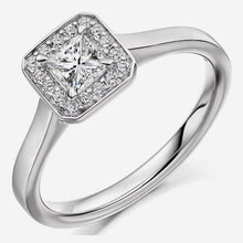 18ct White Gold Princess Cut Diamond Halo Ring 0.40ct - BARRETT JEWELLERY
