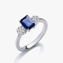 18ct White Gold 0.15ct Diamond and 1.50ct Sapphire Ring - BARRETT JEWELLERY