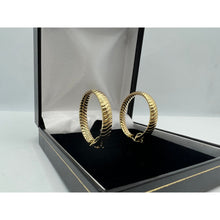 9ct Gold Medium 35mm Ribbed Hoop Earrings- BARRETT JEWELLERY