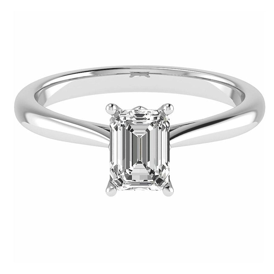 18ct White Gold Emerald Cut Diamond Engagement Ring 0.30ct - BARRETT JEWELLERY