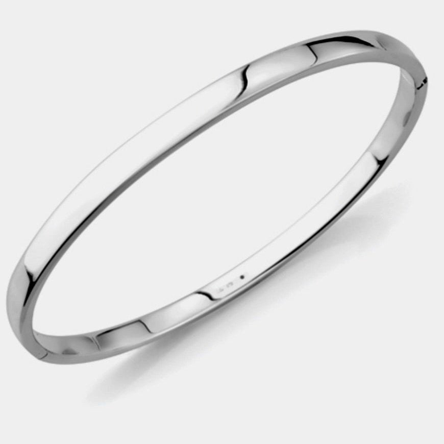 9ct White Gold Rectangle Bangle - BARRETT JEWELLERY