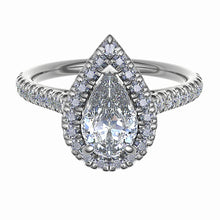 Platinum 950 Diamond Pear Shape & Halo Engagement Ring 0.40ct -BARRETT JEWELLERY