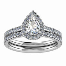 Platinum 950 Diamond Pear Shape & Halo Engagement Ring 0.40ct -BARRETT JEWELLERY