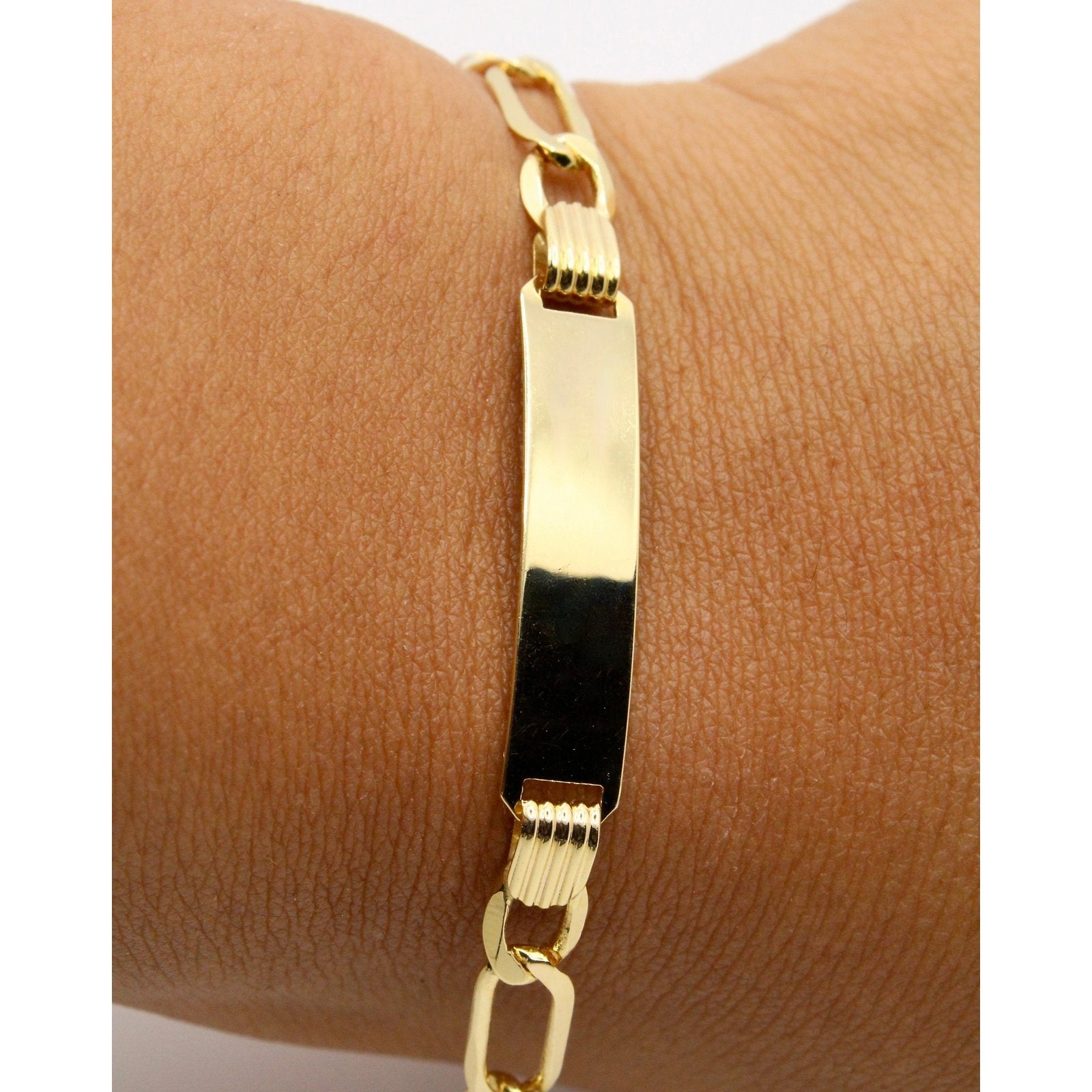 9ct Gold Baby/Lady "6"Figaro I.D Bracelet -BARRETT JEWELLERY