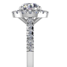 Platinum 950 Round Brilliant Cut Halo & Shoulder Set Diamond Ring 0.60ct - BARRETT JEWELLERY