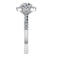 18ct White Gold Round Brilliant Cut Halo & Shoulder Set Diamond Ring 0.60ct - BARRETT JEWELLERY