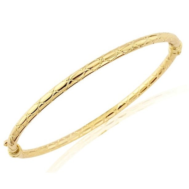 9ct Gold Kiss Embrodied Bangle X - BARRETT JEWELLERY