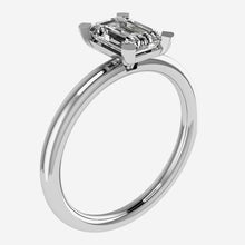 18ct White Gold Emerald Cut Diamond Solitaire Ring 0.35ct- BARRETT JEWELLERY