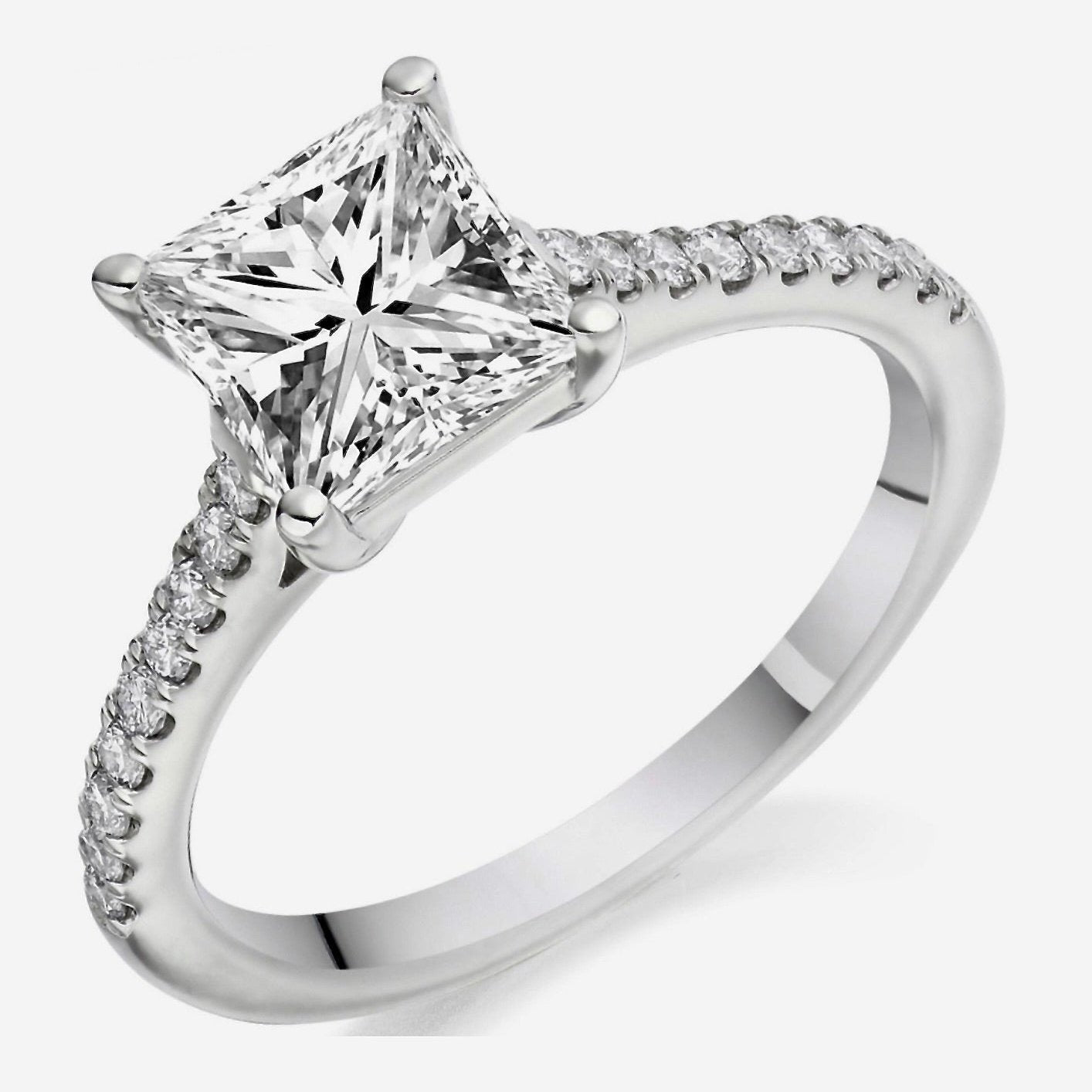 18ct White Gold Princess Cut Diamond Solitaire Ring 0.35ct-BARRETT JEWELLERY