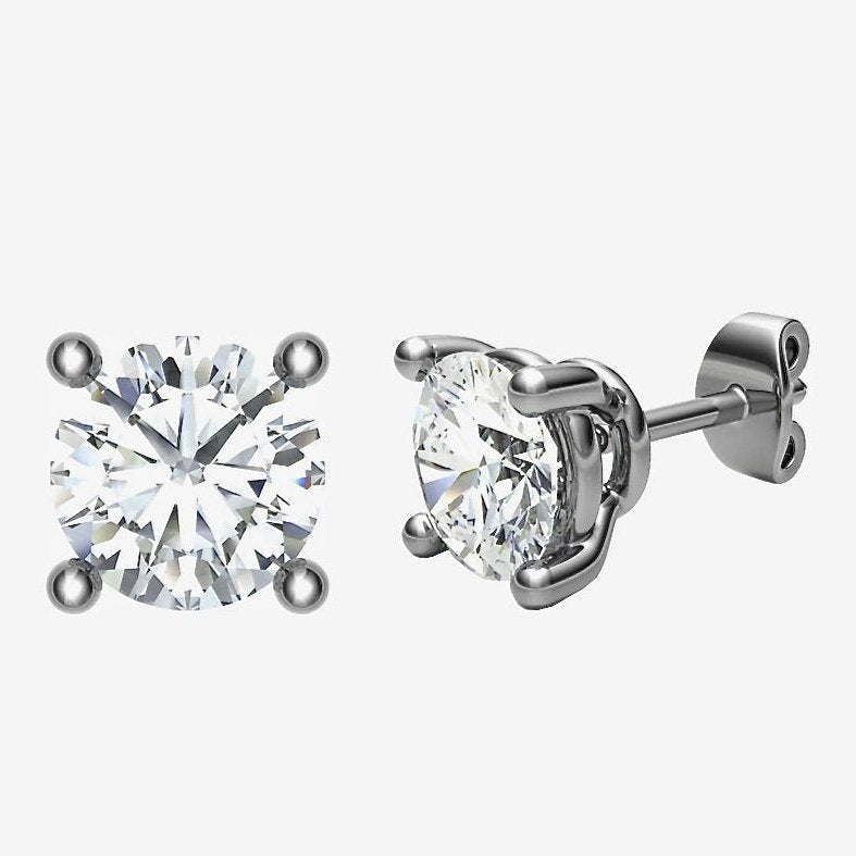 Platinum Claw Set Brilliant Cut Round Diamond Earrings 0.70ct F/VSI -BARRETT JEWELLERY