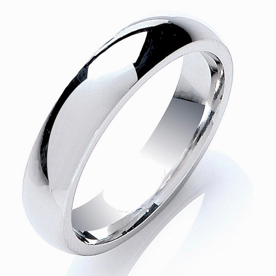 9ct White Gold Traditional Court Shaped Wedding Band 5mm - BARRETT JEWELLERY