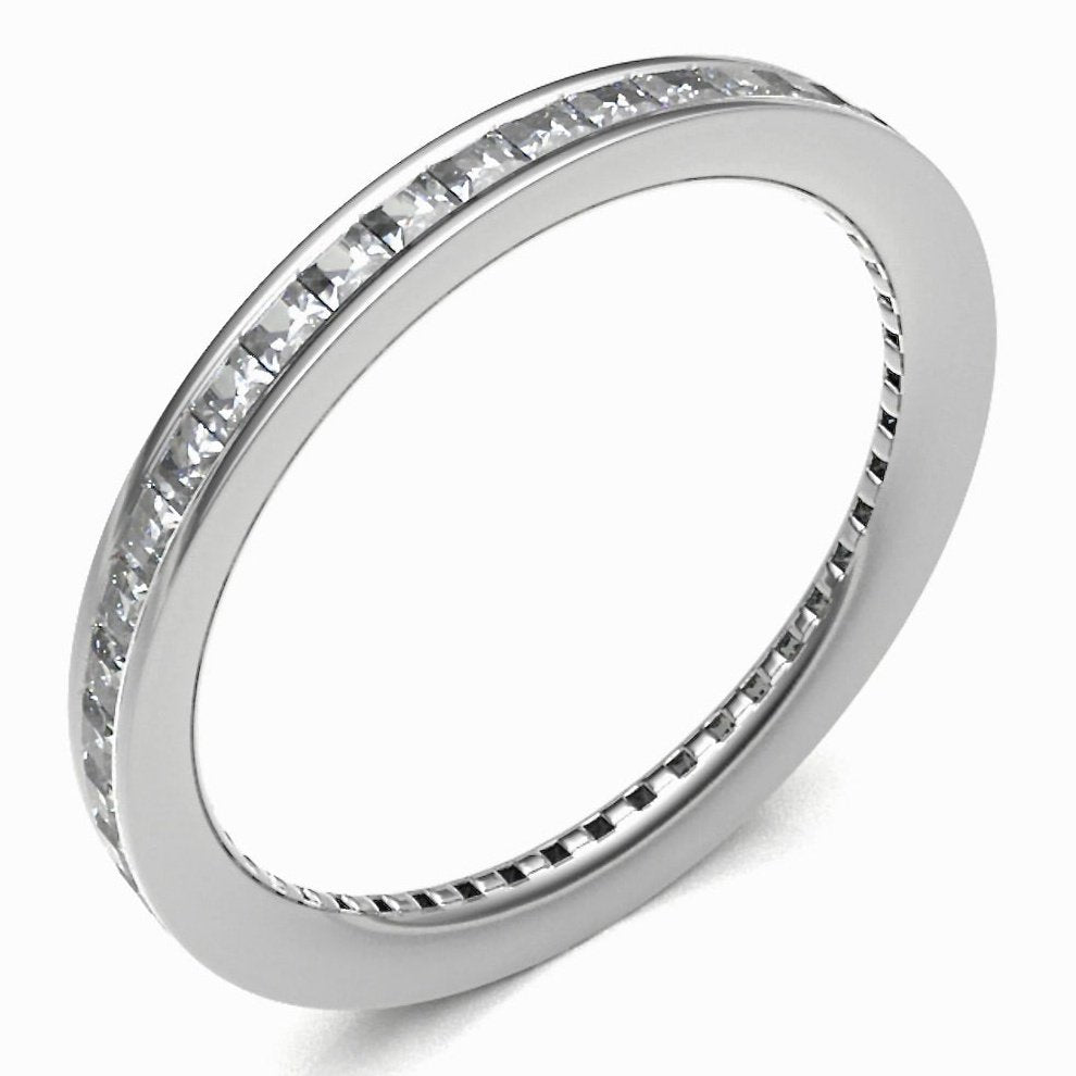 18ct White Gold Princess Cut Diamond Half Eternity Ring 0.35ct - BARRETT JEWELLERY