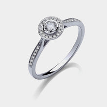 9ct White Gold Diamond Halo Engagement Ring 0.25ct -BARRETT JEWELLERY