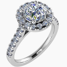 Platinum 950 Round Brilliant Cut Halo & Shoulder Set Diamond Ring 0.60ct - BARRETT JEWELLERY