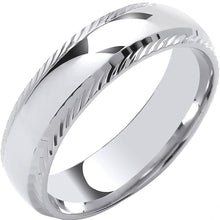 9ct White Gold Traditional Court With Diamond Cut Edges 6MM-BARRETT JEWELLERY