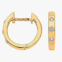 9ct Yellow Gold Diamond Huggies 0.10ct- BARRETT JEWELLERY