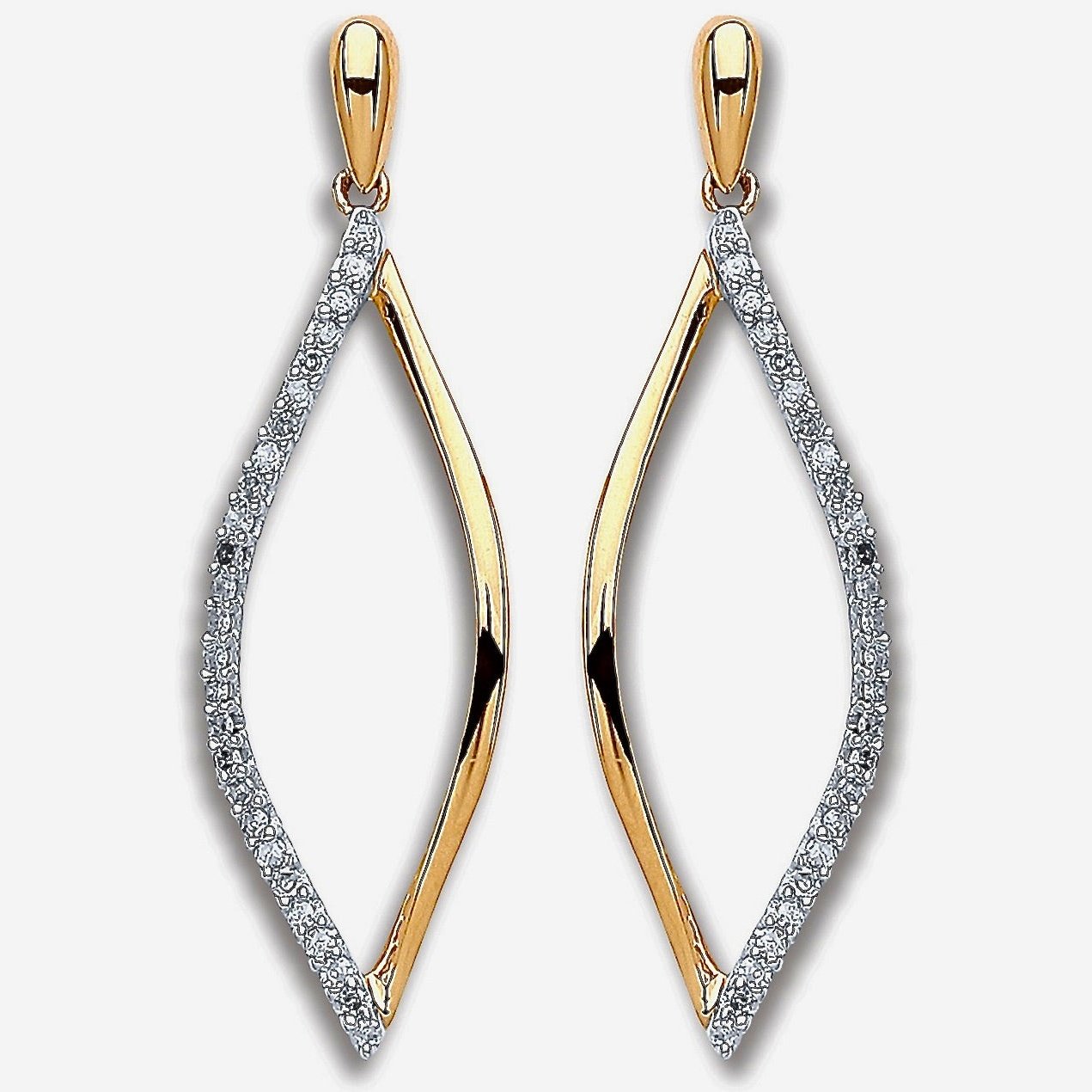 9ct Gold Diamond Drop Earrings 0.15ct -BARRETT JEWELLERY
