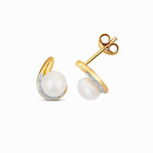 9ct Diamond and Fresh Water Pearl Earrrings - BARRETT JEWELLERY