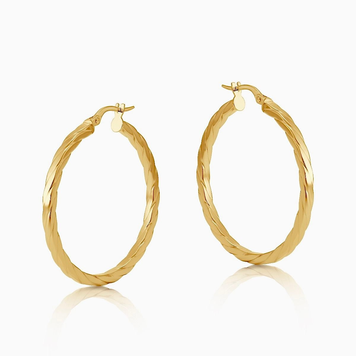9ct Gold 37mm Twisted Hoop Earring- BARRETT JEWELLERY